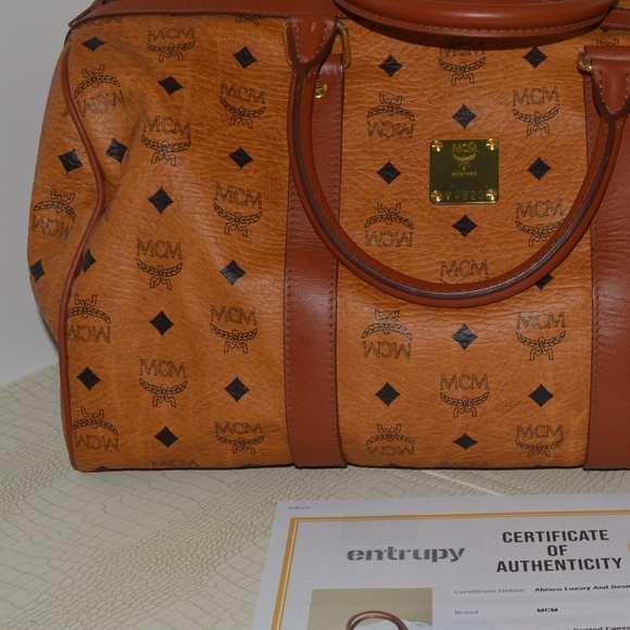 MCM Visetos Congnac Boston Bag Golf Collection Medium - Picture 3 of 16